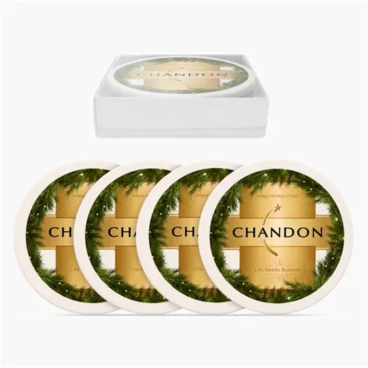 Round Absorbing Stone Coaster Set, 4-Piece — view 6