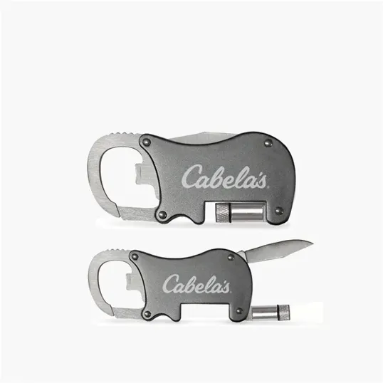 Multi-Tool Carabiner with Knife, LED Light, and Bottle Opener