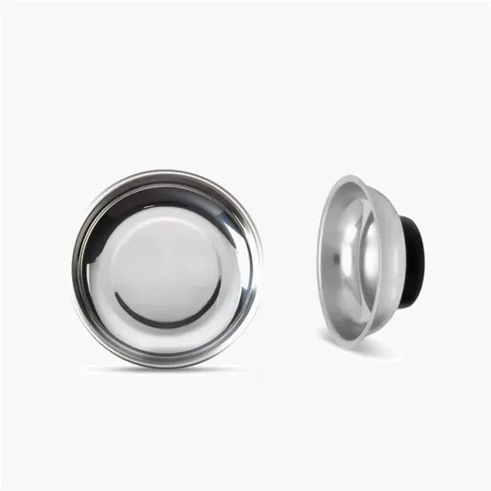 Mini Magnetic Accessory Bowl with Paper Clips, 3" Stainless Steel — view 2