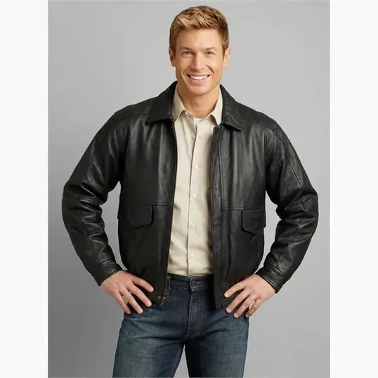Burk's Bay Buffed Leather Bomber Jacket — view 2