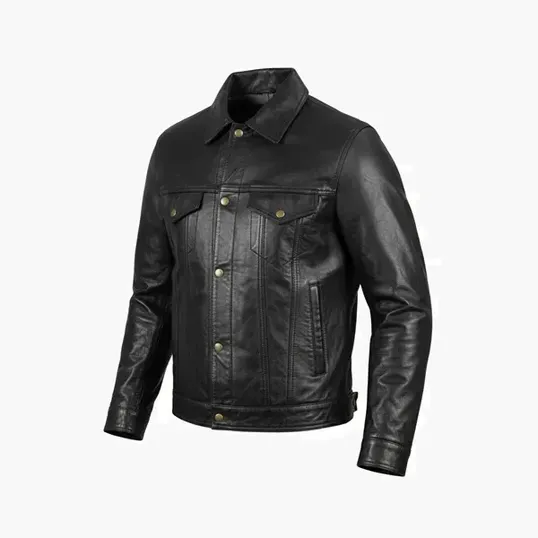 Men's Lamb Trucker Leather Jacket — view 7