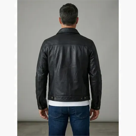 Men's Lamb Trucker Leather Jacket — view 5