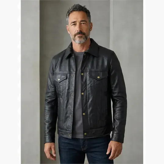 Men's Lamb Trucker Leather Jacket — view 2