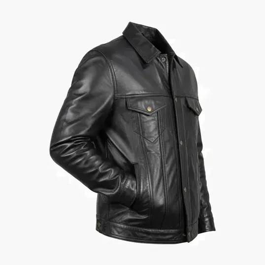 Men's Lamb Trucker Leather Jacket — view 8