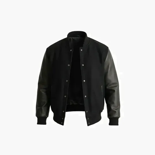 Wool & Leather Varsity Jacket by Burk's Bay — view 6