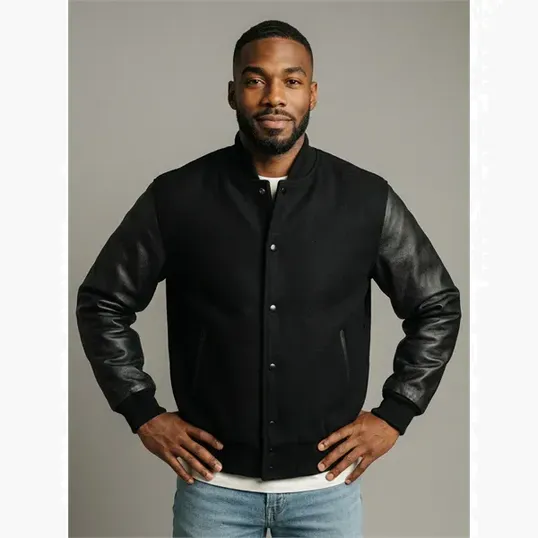 Wool & Leather Varsity Jacket by Burk's Bay