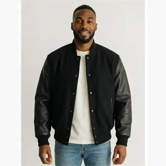 Wool & Leather Varsity Jacket by Burk's Bay — view 3