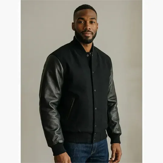 Wool & Leather Varsity Jacket by Burk's Bay — view 4
