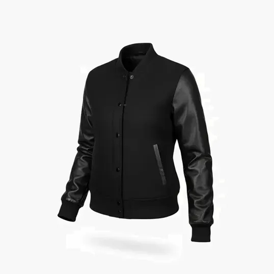 Ladies' Wool & Leather Varsity Jacket by Burk's Bay — view 6