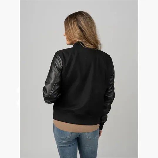 Ladies' Wool & Leather Varsity Jacket by Burk's Bay — view 5