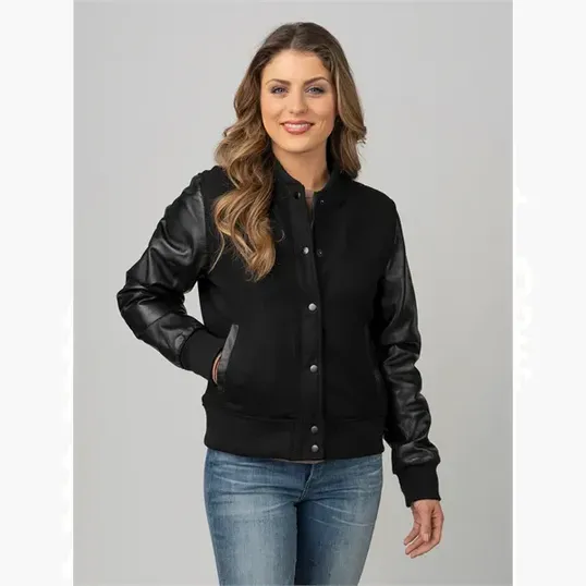 Ladies' Wool & Leather Varsity Jacket by Burk's Bay