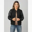 Ladies' Wool & Leather Varsity Jacket by Burk's Bay — view 2