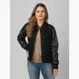 Ladies' Wool & Leather Varsity Jacket by Burk's Bay — view 4