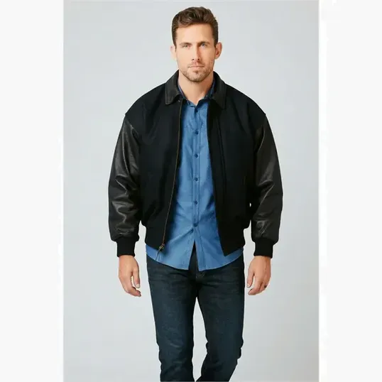 Wool & Premium Lamb Varsity Jacket by Burk's Bay