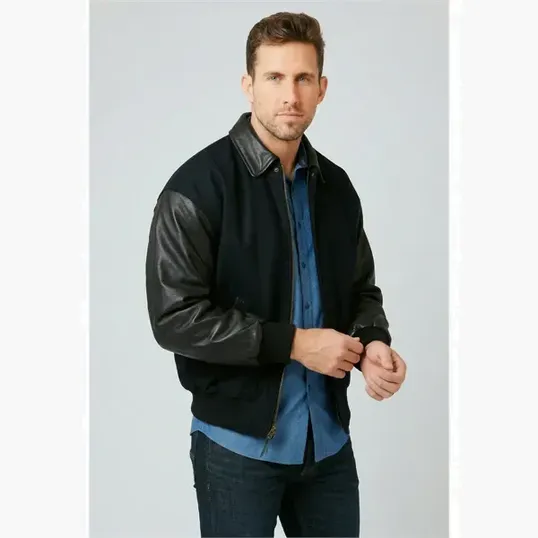 Wool & Premium Lamb Varsity Jacket by Burk's Bay — view 4