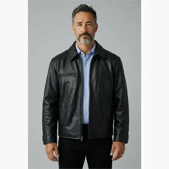 Classic Italian Driving Jacket in Cowhide Leather — view 2