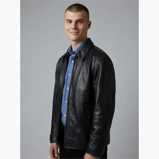Classic Italian Driving Jacket in Cowhide Leather — view 6