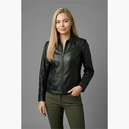 Ladies' Napa Car Coat in Top-Grain Leather — view 3