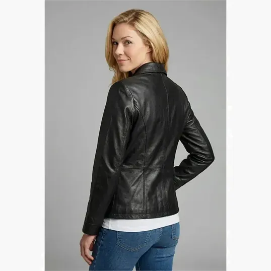 Ladies' Napa Car Coat in Top-Grain Leather — view 7