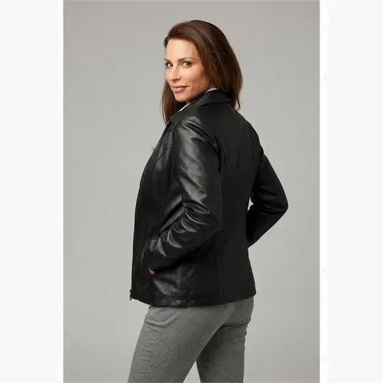 Ladies' Lambskin Leather Jacket with Tapered Waist — view 5