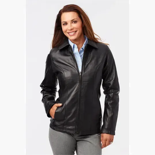 Ladies' Lambskin Leather Jacket with Tapered Waist