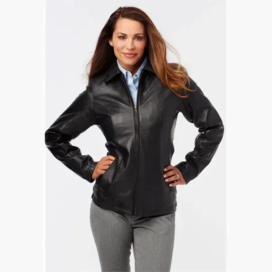Ladies' Lambskin Leather Jacket with Tapered Waist — view 2