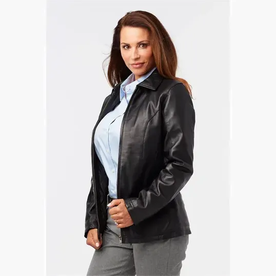 Ladies' Lambskin Leather Jacket with Tapered Waist — view 3