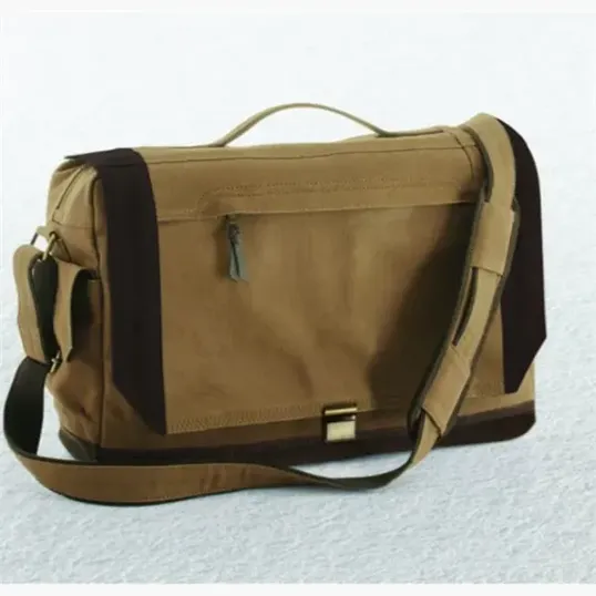 Commuter Laptop Bag, 12 oz. Cotton Canvas with Leather Trim