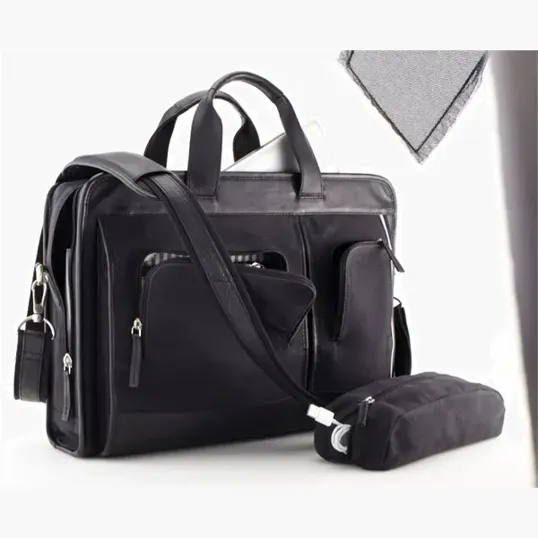 Executive Briefcase, Heavyweight Canvas with Cowhide Trim