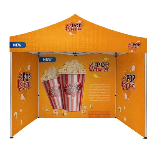 10x10 Advertising Tent with Back Wall and 2 Full Side Walls