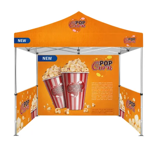 10x10 Advertising Tent with Back Wall and 2 Half Side Walls