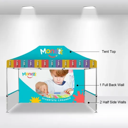 10x15 Advertising Tent + Back Wall + 2 Half Side Walls - view 13