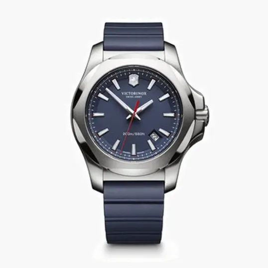 Blue Dial Genuine Rubber Strap Timepiece, 43 mm