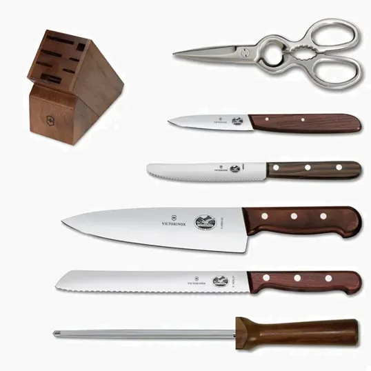 7-Piece Wood-Handled Knife and Block Set