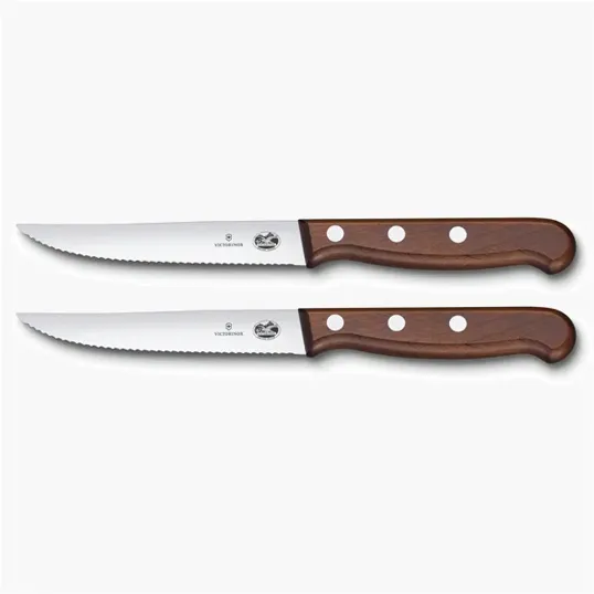 2-Piece Wood Steak Knife Set with Stainless Steel Blades — view 2