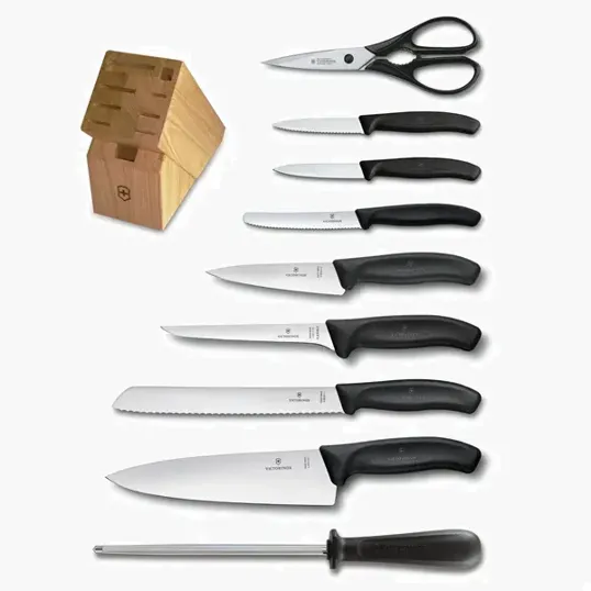 Swiss Classic 10-Piece Kitchen Knife Block Set, Black