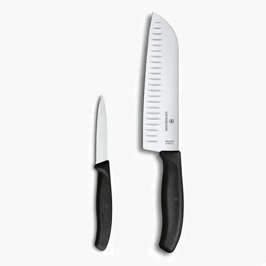 Swiss Classic 2-Piece Paring and Santoku Knife Set, Black