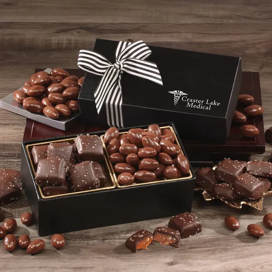 Chocolate Splendor Gift Box with Sea Salt Caramels & Covered Almonds