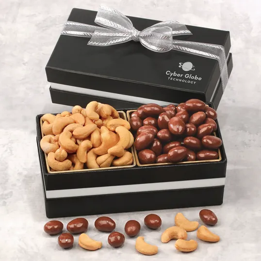 Double Delights Gift Box with Chocolate Almonds and Fancy Cashews