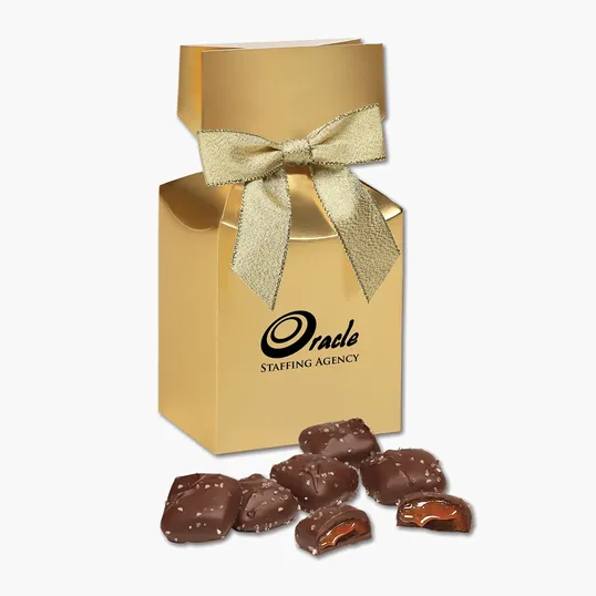Chocolate Sea Salt Caramels in Gold Gift Box