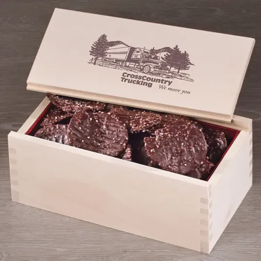 Chocolate Sea Salt Potato Chips in Wooden Collector's Box