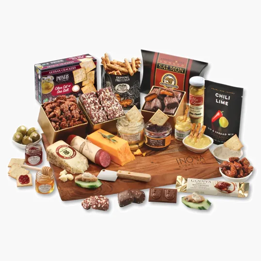 Flavorful Feast Gift Box with Firebranded Acacia Board