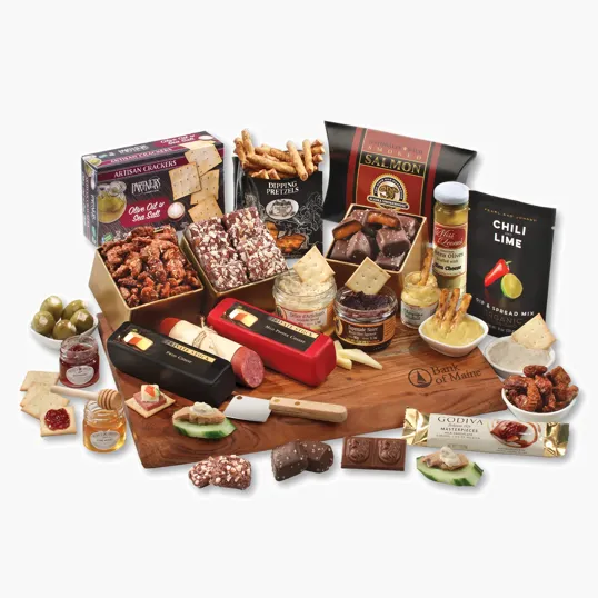 Shelf Stable Flavorful Feast Gift Assortment with Acacia Board