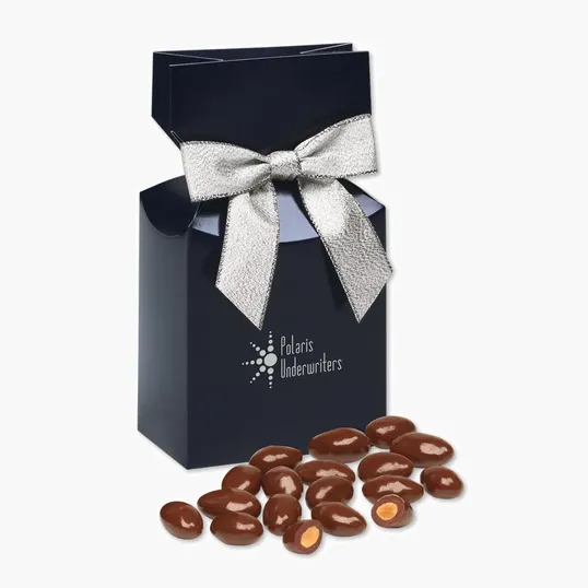 Chocolate Covered Almonds in Navy Premium Delights Gift Box