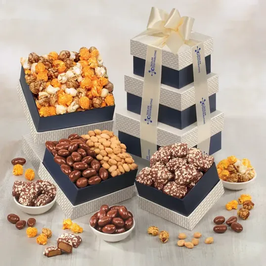 Delectable Delights Gift Boxes with Chocolate, Nuts & Popcorn