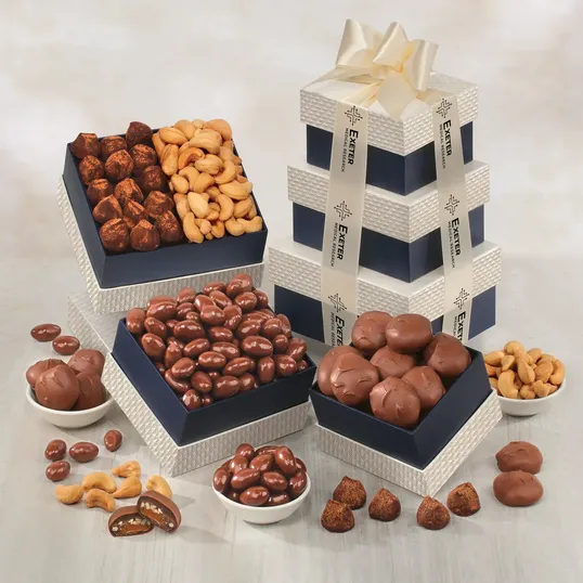 Elegant Indulgences Gift Tower with Chocolates and Nuts