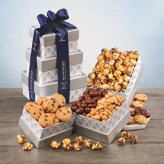 Lucky Diamonds Gift Tower with Sweet and Salty Treats
