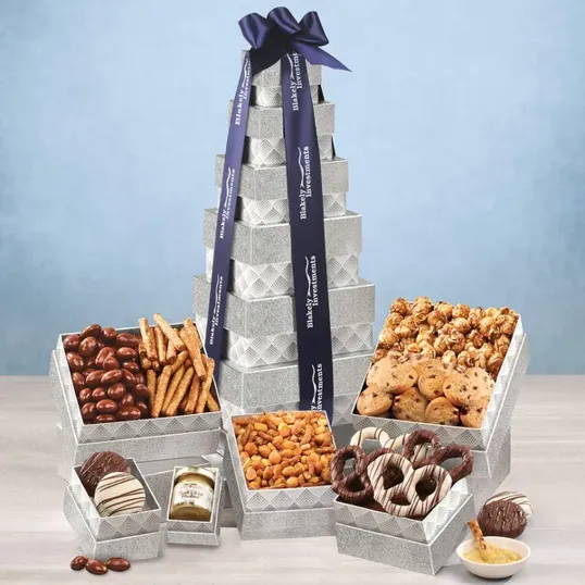 Silver Delights Tower Gift Basket