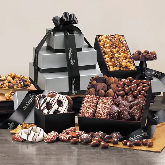 Silver & Black Tower of Sweets Gift Boxes
