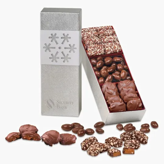 Silver Snowflake Trio Chocolate Gift Box